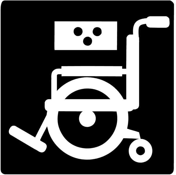Wheelchair in silhouette vinyl sticker. Customize on line. Insurance 055-0036